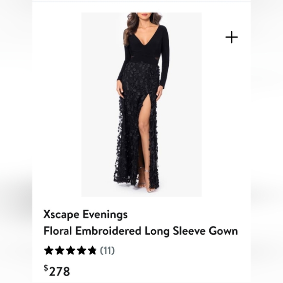 Xscape Black Mesh Cutout Flower Whimsigoth Gown Womens Size 6 - Picture 1 of 8